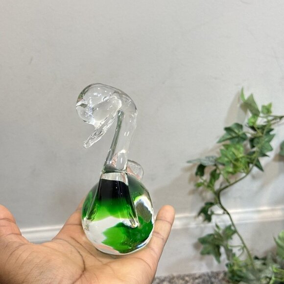 Formia Vetri Di Murano Italy Art Glass Green Clear Swan - Picture 4 of 8